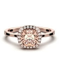thumbnail image 1 of Dazzling Halo 1.55 Carat Cushion Cut Morganite And Diamond Moissanite Engagement Ring, Wedding Ring In 10K Solid Rose Gold Shank, Gift For Her Promise Ring, Anniversary Ring, Decorative Ring, 1 of 3