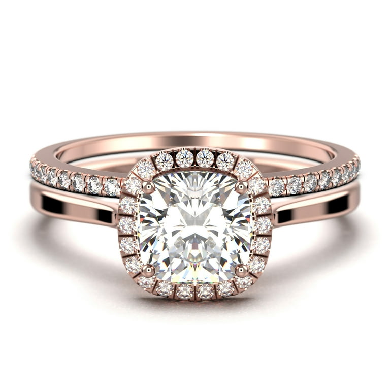 Dazzling Halo Carat Cushion Cut Diamond Moissanite Engagement