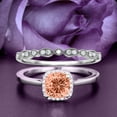 thumbnail image 1 of Dazzling Halo 2.05 Carat Cushion Cut Morganite And Diamond Moissanite Engagement Ring, Wedding Ring, One Matching Band in 10k Solid White Gold Shank, Gift For Her Promise Ring, Anniversary Ring, 1 of 3