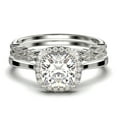 thumbnail image 1 of Dazzling Halo 2.55 Carat Cushion Cut Diamond Moissanite Engagement Ring, Wedding Ring, Two Matching Band in 925 Sterling Silver With Plain 18k White Gold Plating Shank Gift For Her, 1 of 4