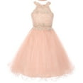 thumbnail image 1 of Dazzling Halter Neck Lace Tulle Pageant Easter Graduation Big Flower Girl Dress (50K40D) Blush 14, 1 of 5