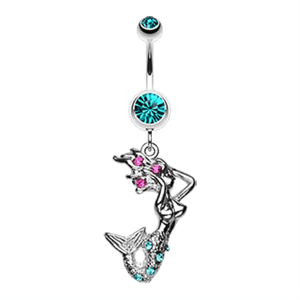 Playboy Bunny Multi Gem Dangle Belly Navel Ring Body Jewelry Surgical  Stainless
