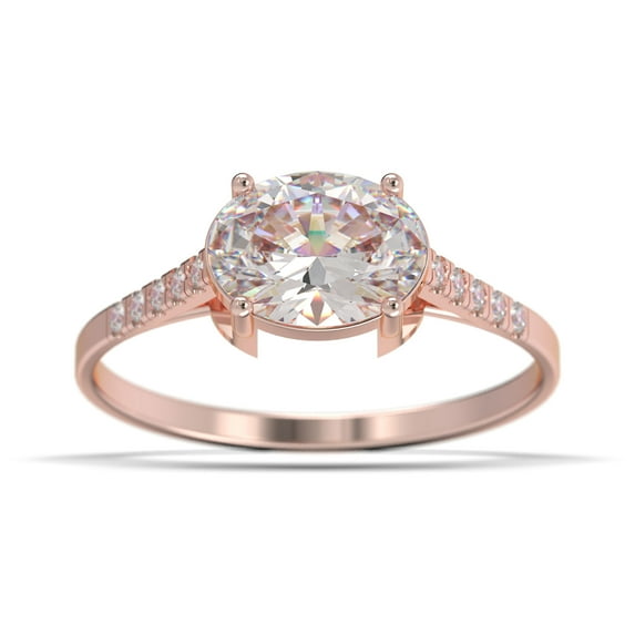 Dazzling Minimal Art Deco 1.50 Carat Oval Cut Diamond Moissanite Unique Engagement Ring, Wedding Ring in 925 Sterling Silver With 18k Rose Gold Plating Gift For Woman, Promise Ring, Anniversary Gift