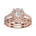 thumbnail image 1 of Dazzling Minimal Art Deco 2.50 Carat Oval Cut Diamond Moissanite Unique Engagement Ring, Wedding Ring, Two Matching Band in 925 Sterling Silver With 18k Rose Gold Plating Gift For Woman, 1 of 4