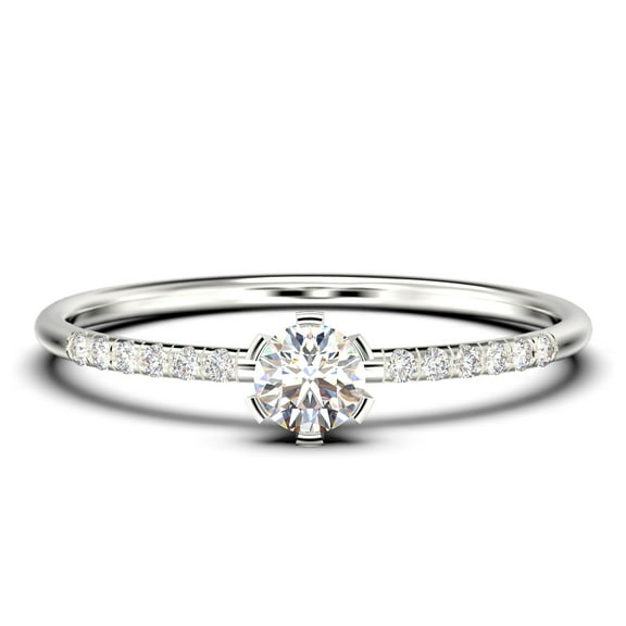 Dazzling Minimalist 0.55 Carat Classic Round Cut Diamond Moissanite Affordable Engagement Ring, Wedding Ring in10k Solid White Gold, Gift For Her, Minimal Gift Idea For Woman, Promise Ring