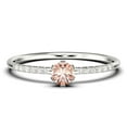 thumbnail image 1 of Dazzling Minimalist 0.55 Carat Classic Round Cut Morganite And Diamond Moissanite Affordable Engagement Ring, Wedding Ring in10k Solid White Gold, Gift For Her, Minimal Gift Idea For Woman, 1 of 3