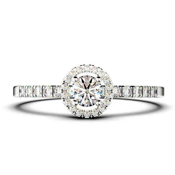 Dazzling Minimalist 1.00 Catar Round Cut Diamond Moissanite Engagement Ring, Wedding Ring in 10k Solid White Gold, Gift For Her, Silver, Halo Bridal Ring