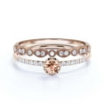 thumbnail image 1 of Dazzling Minimalist 1.05 Carat Classic Round Cut Morganite And Diamond Moissanite Affordable Engagement Ring, Wedding Ring in 925 Sterling Silver With 18k Rose Gold Plating, Bridal Set, Matching Band, 1 of 3