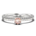 thumbnail image 1 of Dazzling Minimalist 1.05 Carat Classic Round Cut Morganite And Diamond Moissanite Affordable Engagement Ring, Wedding Ring in10k Solid White Gold, Minimal Woman Gift Idea, Bridal Set, Matching Band, 1 of 3