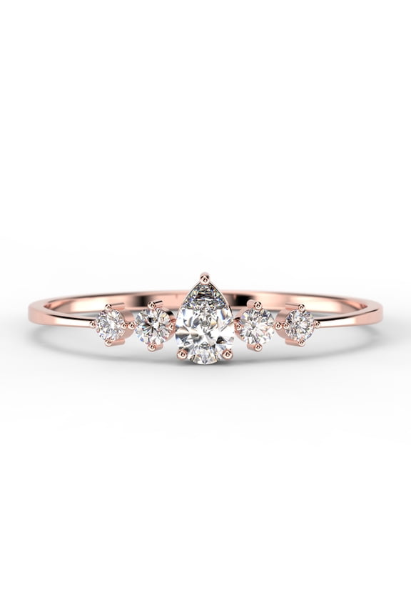 Dazzling Minimalist 1.05 Carat Pear Cut Diamond Moissanite Classic Engagement Ring, Affordable Wedding Ring In 925 Sterling Silver With 18K Rose Gold Plating Gift For Her, Anniversary Ring