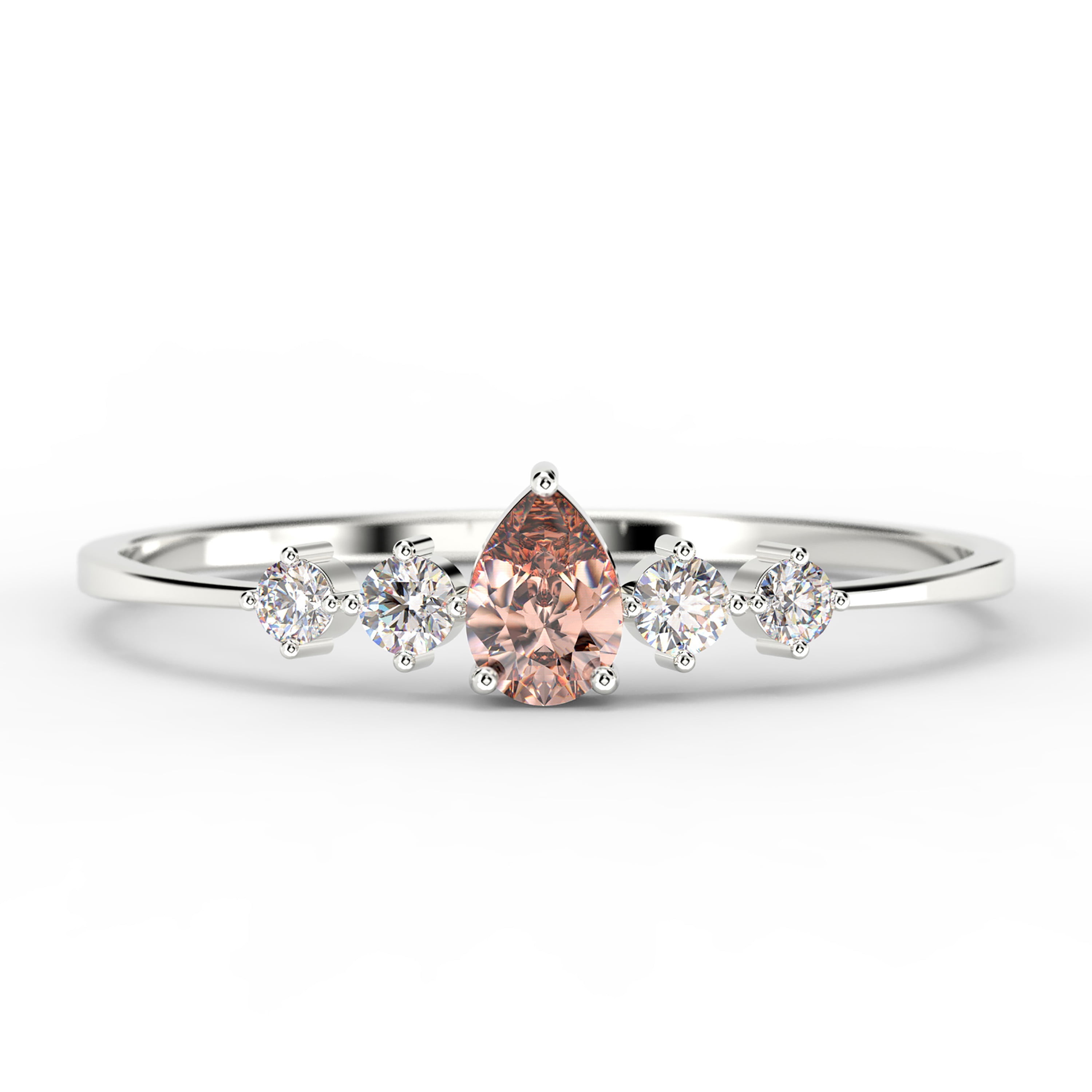 Dazzling Minimalist 1.05 Carat Pear Cut Morganite And Diamond