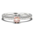 thumbnail image 1 of Dazzling Minimalist 1.05 Carat Round Cut Morganite And Diamond Moissanite Affordable Engagement Ring, Wedding Ring in 925 Sterling Silver With 18k White Gold Plating, Bridal Set, Matching Band, 1 of 3