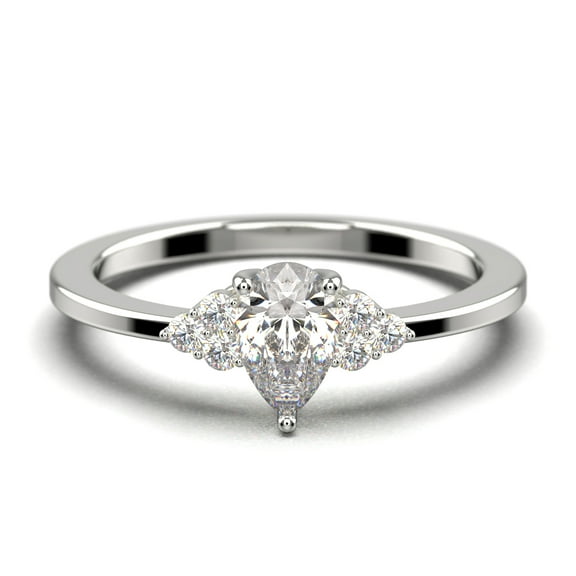 Dazzling Minimalist 1.25 Carat Pear Cut Affordable Ring, Diamond Moissanite Engagement Ring, Unique Wedding Ring in 925 Sterling Silver With 18k White Gold Plating, Gift For Her