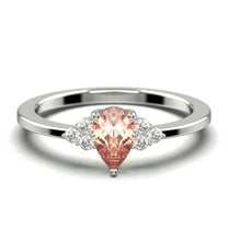 Dazzling Minimalist 1.25 Carat Pear Cut Affordable Ring, Morganite And Diamond Moissanite Engagement Ring, Unique Wedding Ring in 10k Solid White Gold, Gift For Her