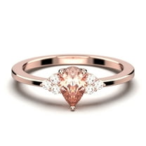 Dazzling Minimalist 1.25 Carat Pear Cut Affordable Ring, Morganite And Diamond Moissanite Engagement Ring, Unique Wedding Ring in 925 Sterling Silver With 18k Rose Gold Plating, Gift For Her