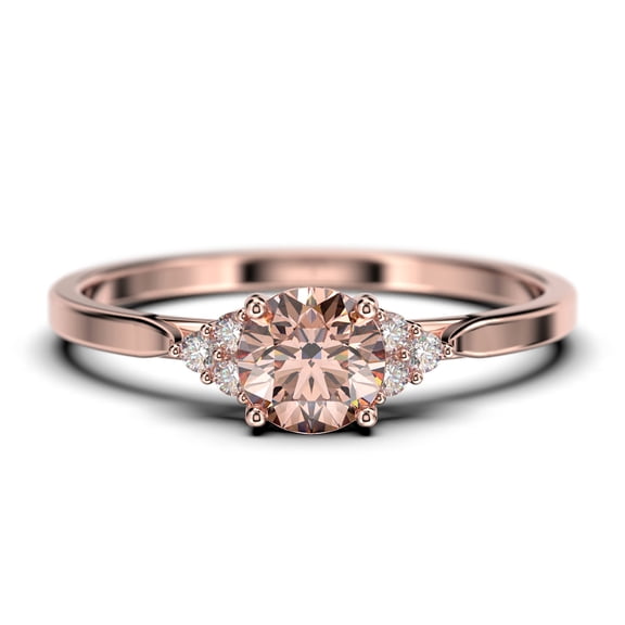 Dazzling Minimalist 1.25 Carat Round Cut, Affordable Morganite And Diamond Moissanite Engagement Ring, Wedding Ring in 925 Sterling Silver With 18k Rose Gold Plating Gift For Her, Promise Ring