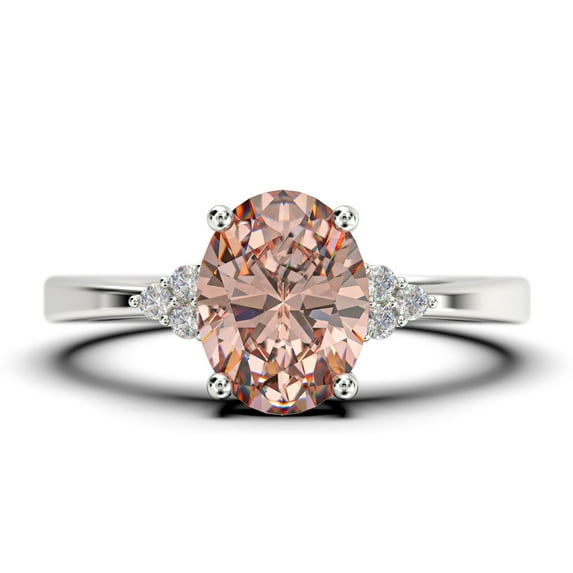 Dazzling Minimalist 1.50 Carat Oval Cut Morganite And Diamond Moissanite Engagement Ring, Classic Wedding Ring In 10K Solid White Gold, Gift For Loveria, Gift For Her Promise Ring