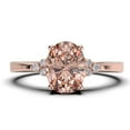 thumbnail image 1 of Dazzling Minimalist 1.50 Carat Oval Cut Morganite And Diamond Moissanite Engagement Ring, Wedding Ring in 925 Sterling Silver With 18k Rose Gold Plating Gift For Loveria, Promise Ring, 1 of 3