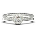thumbnail image 1 of Dazzling Minimalist 1.50 Catar Round Diamond Moissanite Engagement Ring, Wedding Ring, One Matching Band in 10k Solid White Gold, Gift For Her, Silver, Halo Bridal Ring Set, Promise Ring, 1 of 4