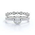 thumbnail image 1 of Dazzling Minimalist 1.50 Catar Round Diamond Moissanite Engagement Ring, Wedding Ring, One Matching Band in 10k Solid White Gold, Gift For Her, Silver, Halo Bridal Ring Set, Promise Ring, Anniversary, 1 of 3