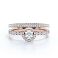 thumbnail image 1 of Dazzling Minimalist 1.50 Catar Round Diamond Moissanite Engagement Ring, Wedding Ring, One Matching Band in 925 Sterling Silver With 18k Rose Gold Plating Gift For Her, Silver, Halo Bridal Ring Set, 1 of 3