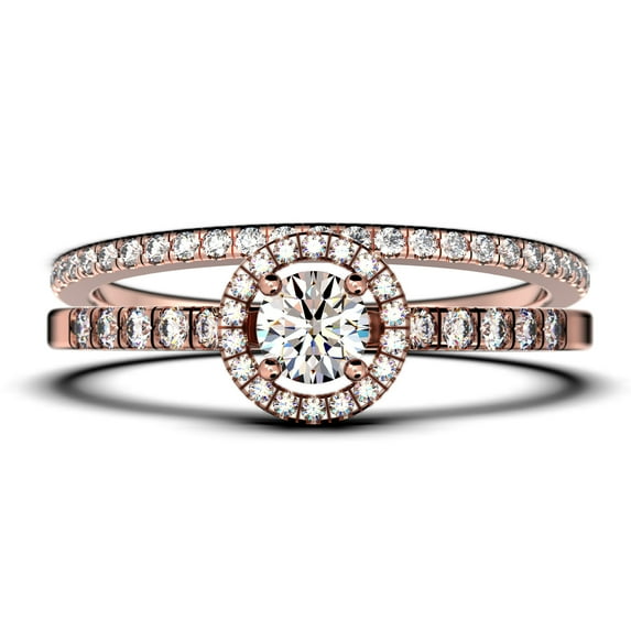Dazzling Minimalist 1.50 Catar Round Diamond Moissanite Engagement Ring, Wedding Ring, One Matching Band in 925 Sterling Silver With 18k Rose Gold Plating Gift For Her, Silver