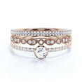 thumbnail image 1 of Dazzling Minimalist 1.55 Carat Classic Round Cut Diamond Moissanite Affordable Engagement Ring, Wedding Ring In10K Solid Rose Gold, Gift For Her, Trio Set, Matching Band, Promise Ring, 1 of 3