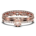 thumbnail image 1 of Dazzling Minimalist 1.55 Carat Classic Round Cut Morganite And Diamond Moissanite Affordable Engagement Ring, Wedding Ring in 925 Sterling Silver With 18k Rose Gold Plating, Trio Set, Matching Band, 1 of 4