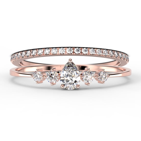 Dazzling Minimalist 1.55 Carat Pear Cut Diamond Moissanite Classic Engagement Ring, Affordable Wedding Ring in 925 Sterling Silver With 18k Rose Gold Plating, Bridal Set, Matching Band