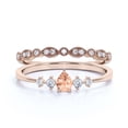 thumbnail image 1 of Dazzling Minimalist 1.55 Carat Pear Cut Morganite And Diamond Moissanite Classic Engagement Ring, Affordable Wedding Ring In 925 Sterling Silver With 18K Rose Gold Plating, Bridal Set, Matching Band, 1 of 3