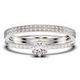 thumbnail image 1 of Dazzling Minimalist 1.55 Carat Round Cut Diamond Moissanite Affordable Engagement Ring, Wedding Ring in 925 Sterling Silver With 18k White Gold Plating, Trio Set, Matching Band, 1 of 4