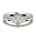 thumbnail image 1 of Dazzling Minimalist 1.75 Carat Pear Cut Affordable Ring, Diamond Moissanite Engagement Ring, Unique Wedding Ring, One Matching Band in 10k Solid White Gold, Gift For Her, Bridal Set, 1 of 4