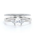 thumbnail image 1 of Dazzling Minimalist 1.75 Carat Pear Cut Affordable Ring, Diamond Moissanite Engagement Ring, Unique Wedding Ring, One Matching Band in 925 Sterling Silver With 18k White Gold Plating, Gift For Her, 1 of 3