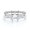 thumbnail image 1 of Dazzling Minimalist 1.75 Carat Pear Cut Affordable Ring, Diamond Moissanite Engagement Ring, Unique Wedding Ring, One Matching Band in 925 Sterling Silver With 18k White Gold Plating, Gift For Her, 1 of 3
