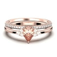thumbnail image 1 of Dazzling Minimalist 1.75 Carat Pear Cut Affordable Ring, Morganite And Diamond Moissanite Engagement Ring, Unique Wedding Ring, One Matching Band in 925 Sterling Silver With 18k Rose Gold Plating, 1 of 3