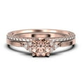 thumbnail image 1 of Dazzling Minimalist 1.75 Carat Round Cut, Affordable Morganite And Diamond Moissanite Engagement Ring, Wedding Ring, One Matching Band in 10k Solid Rose Gold, Gift For Her, Promise Ring, 1 of 3