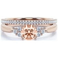 thumbnail image 1 of Dazzling Minimalist 1.75 Carat Round Cut, Affordable Morganite And Diamond Moissanite Engagement Ring, Wedding Ring, One Matching Band in 10k Solid Rose Gold, Gift For Her, Promise Ring, 1 of 3
