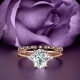 thumbnail image 1 of Dazzling Minimalist 2.00 Carat Oval Cut Diamond Moissanite Engagement Ring, Wedding Ring, One Matching Band in Silver With 18k Rose Gold Plating Gift For Loveria, Promise Ring, Anniversary Gift Idea, 1 of 3