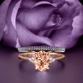 thumbnail image 1 of Dazzling Minimalist 2.00 Carat Oval Cut Morganite And Diamond Moissanite Engagement Ring, Classic Wedding Ring, One Matching Band in 10k Solid Rose Gold, Gift For Loveria, Promise Ring, 1 of 3