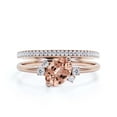 thumbnail image 1 of Dazzling Minimalist 2.00 Carat Oval Cut Morganite And Diamond Moissanite Engagement Ring, Wedding Ring, One Matching Band in 10k Solid Rose Gold, Gift For Her, Promise Ring, Anniversary Gift, 1 of 3