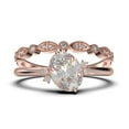 thumbnail image 1 of Dazzling Minimalist 2.00 Carat Oval Diamond Moissanite Engagement Ring, Wedding Ring, One Matching Band in 925 Sterling Silver With 18k Rose Gold Plating Gift For Her, Promise Ring, 1 of 4