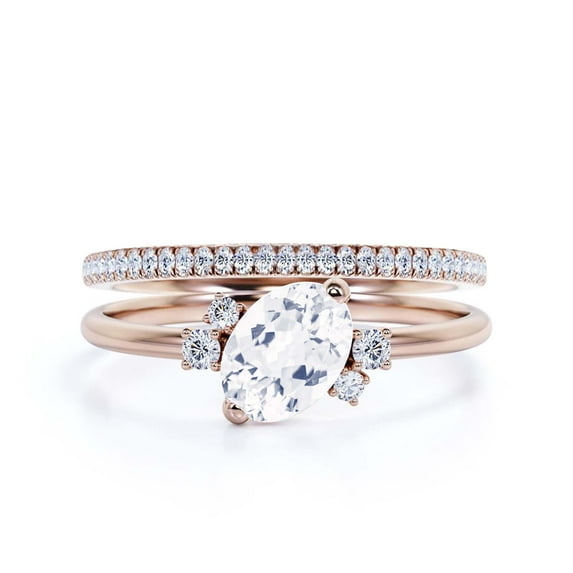 Dazzling Minimalist 2.00 Carat Oval Diamond Moissanite Engagement Ring, Wedding Ring, One Matching Band in 925 Sterling Silver With 18k Rose Gold Plating Gift For Her, Promise Ring Anniversary Gift