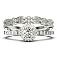 thumbnail image 1 of Dazzling Minimalist 2.00 Catar Round Diamond Moissanite Engagement Ring, Wedding Ring, Two Matching Band in 925 Sterling Silver With 18k White Gold Plating Gift For Her, Silver, 1 of 4