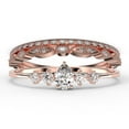 thumbnail image 1 of Dazzling Minimalist 2.05 Carat Pear Cut Diamond Moissanite Classic Engagement Ring, Affordable Wedding Ring in 925 Sterling Silver With 18k Rose Gold Plating, Trio Set, Matching Band, 1 of 4
