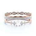 thumbnail image 1 of Dazzling Minimalist 2.05 Carat Pear Cut Diamond Moissanite Classic Engagement Ring, Affordable Wedding Ring In 925 Sterling Silver With 18K Rose Gold Plating Gift For Her, Trio Set, Matching Band, 1 of 3