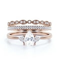 thumbnail image 1 of Dazzling Minimalist 2.25 Carat Pear Cut Affordable Ring, Diamond Moissanite Engagement Ring, Unique Wedding Ring, Two Matching Band in 10k Solid Rose Gold, Gift For Her, Trio Set, Anniversery Ring, 1 of 3