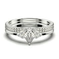 thumbnail image 1 of Dazzling Minimalist 2.25 Carat Pear Cut Affordable Ring, Diamond Moissanite Engagement Ring, Unique Wedding Ring, Two Matching Band in 925 Sterling Silver With 18k White Gold Plating, 1 of 4