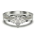 thumbnail image 1 of Dazzling Minimalist 2.25 Carat Pear Cut Affordable Ring, Diamond Moissanite Engagement Ring, Unique Wedding Ring, Two Matching Band in 925 Sterling Silver With 18k White Gold Plating, 1 of 4