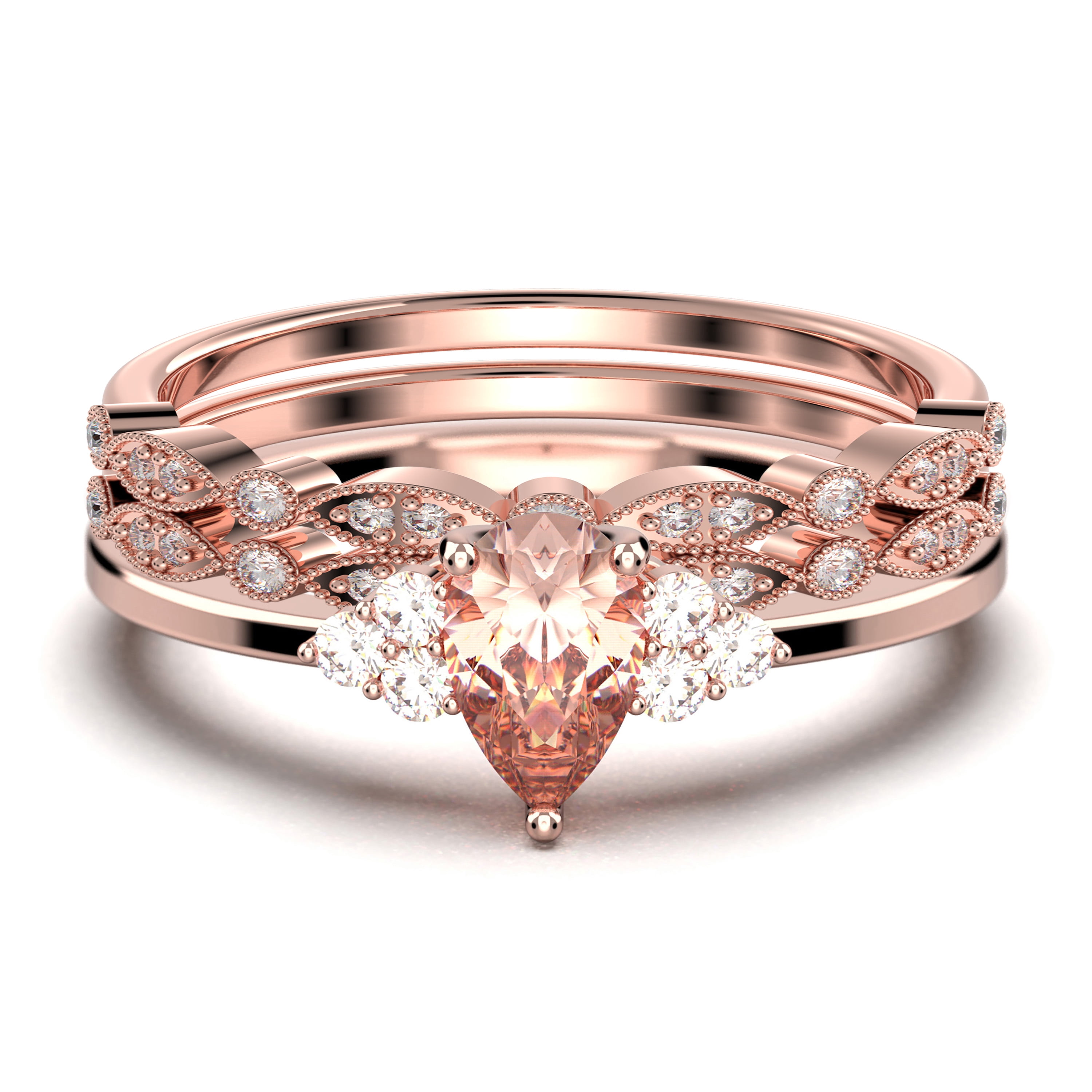 Dazzling Minimalist 2.25 Carat Pear Cut Affordable Ring, Morganite And ...
