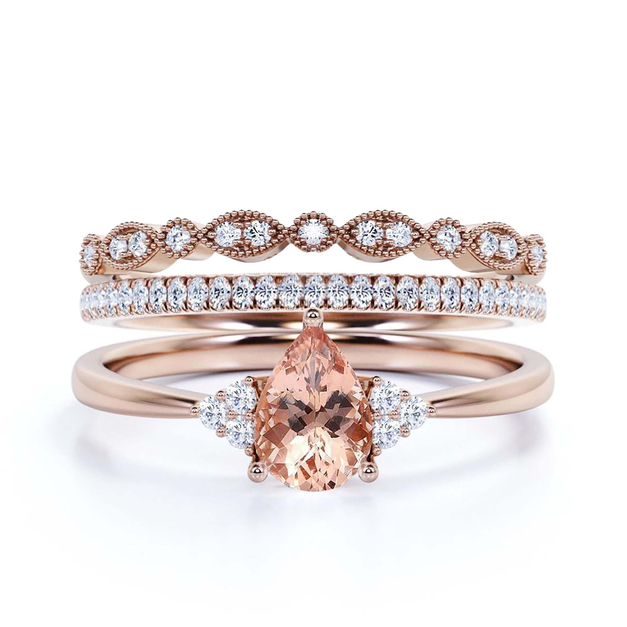 Dazzling Minimalist 2.25 Carat Pear Cut Affordable Ring, Morganite And ...